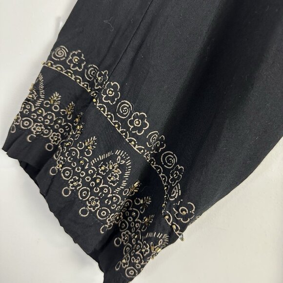 Krista‎ Lee Womens Top Large Black Embroidered Popover Tunic Boho Festival - Picture 6 of 10